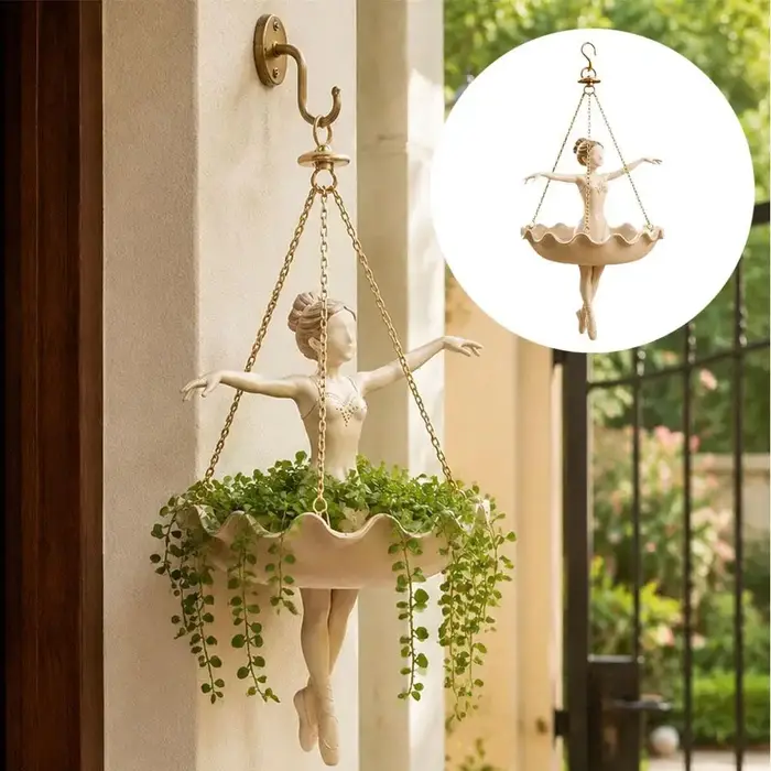 Pot de fleurs suspendu en résine en forme de ballerine, pour plantes suspendues d'intérieur, balcon, véranda, décoration de jardin