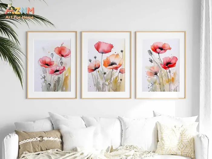 Ensemble de 3 impressions florales aquarelle, art mural de fleurs sauvages, affiche botanique abstra