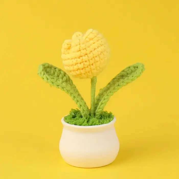 Tulipes Crochet fleur en pot Cerative fleurs tricotées à la main