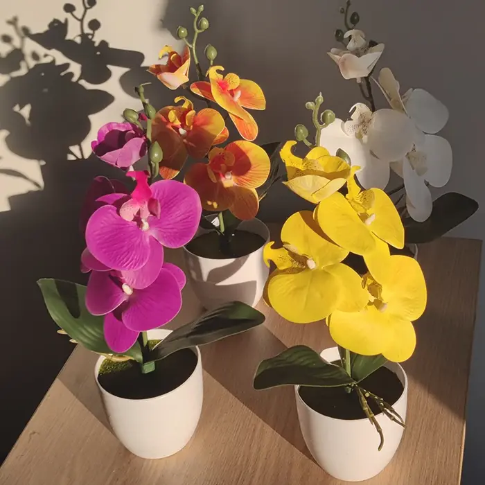 Bonsaï simulé papillon orchidée artificielle plante en pot bureau Table à manger maison