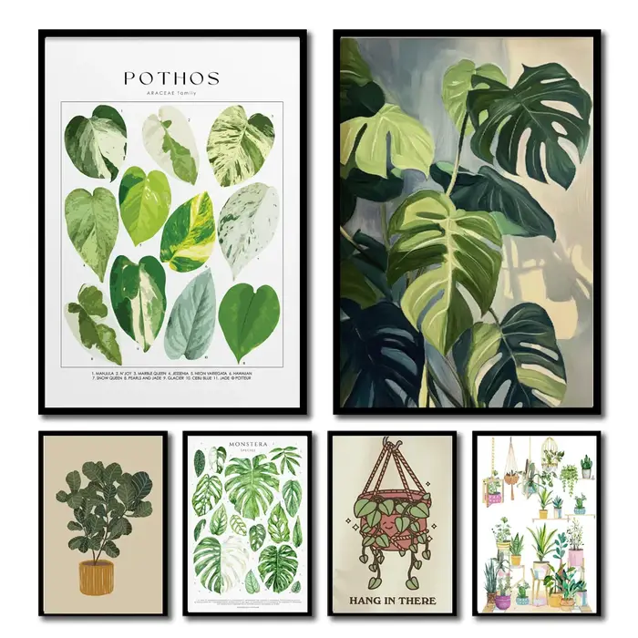 Impression d'art sur toile de feuilles botaniques vertes