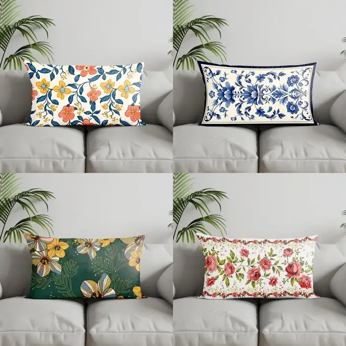 Taie d'oreiller à motif Floral coloré