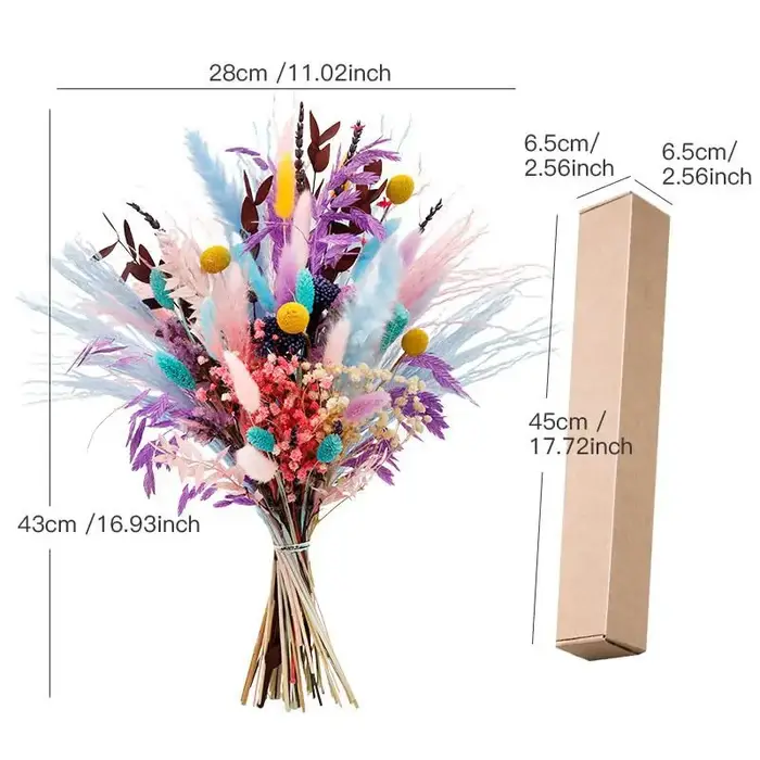 Bouquet de fleurs séchées de pampa colorées à faire soi-même pour mariages