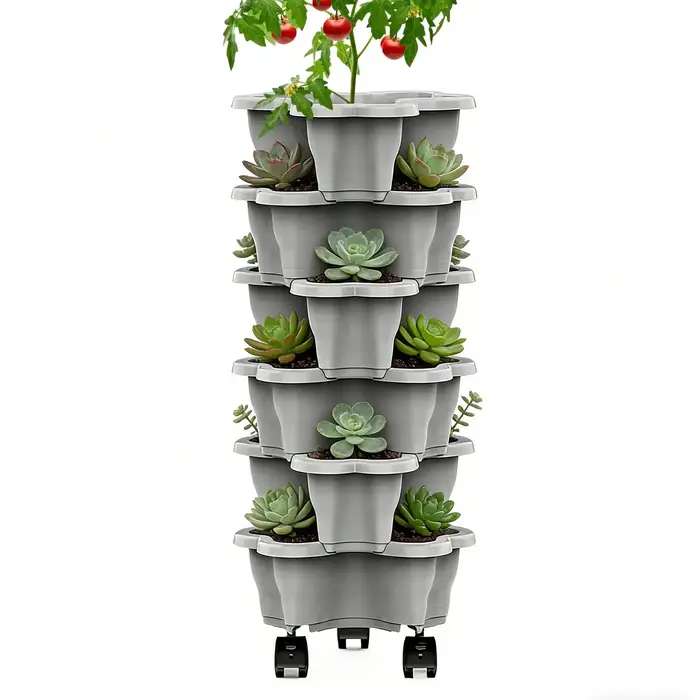 Jardinière verticale à 6 niveaux avec roulettes