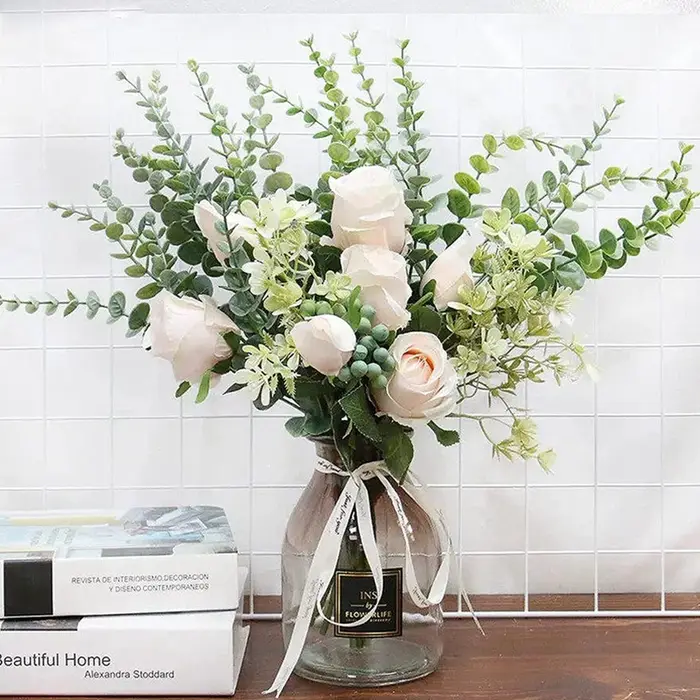 Plante artificielle bon marché Eucalyptu laisser offre spéciale pour noël maison mariage jardin décoration couronnes murales bricolage boîte-cadeau Scrapbook