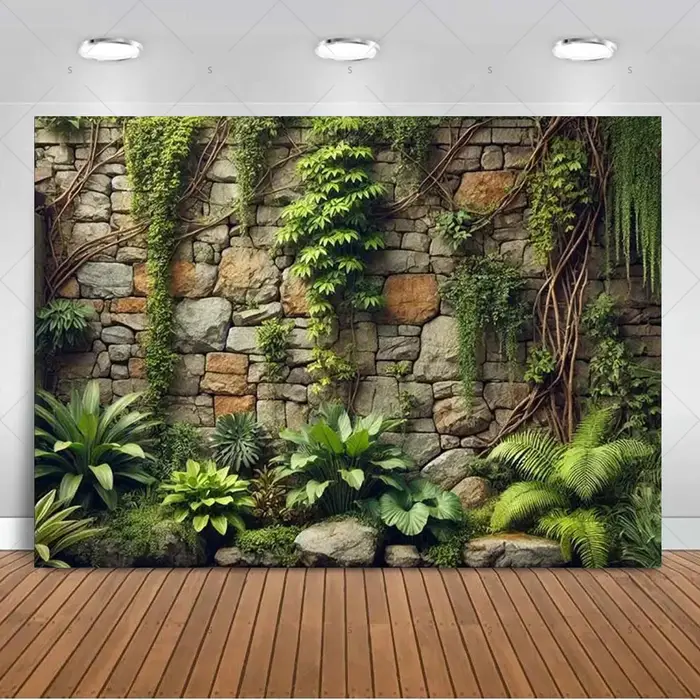 Plante tropicale herbe feuilles vertes photographie toile de fond Jungle feuille de palmier