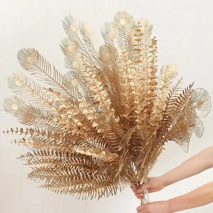 Plantes artificielles dorées en plastique pour décoration de Noël