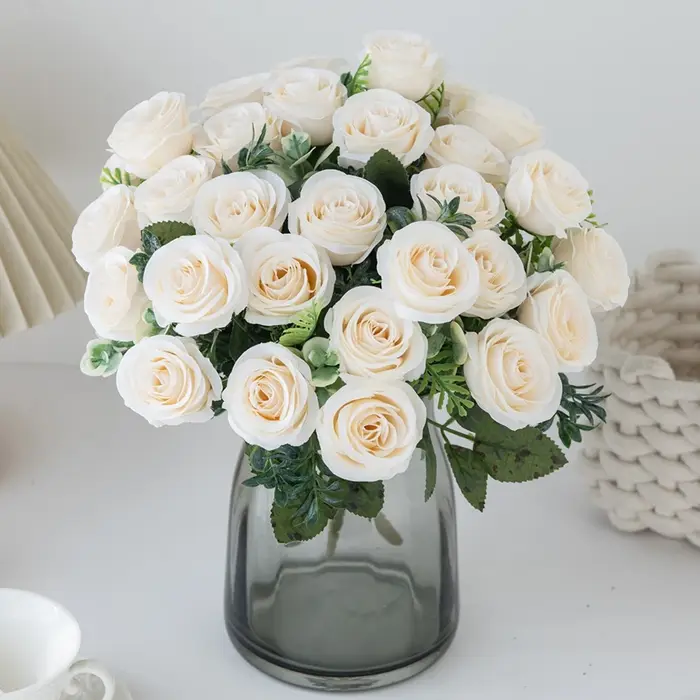 Fleurs artificielles Nordic Rose Soie Mariage Accueil Bouquet De Mariée En Plein Air CourtyardDecoration Vacances BRICOLAGE Cadeau Tir PropsStage
