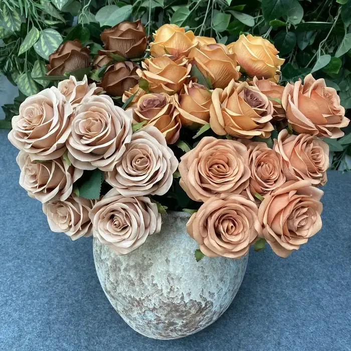 Roses artificielles européennes en diamant à 9 têtes