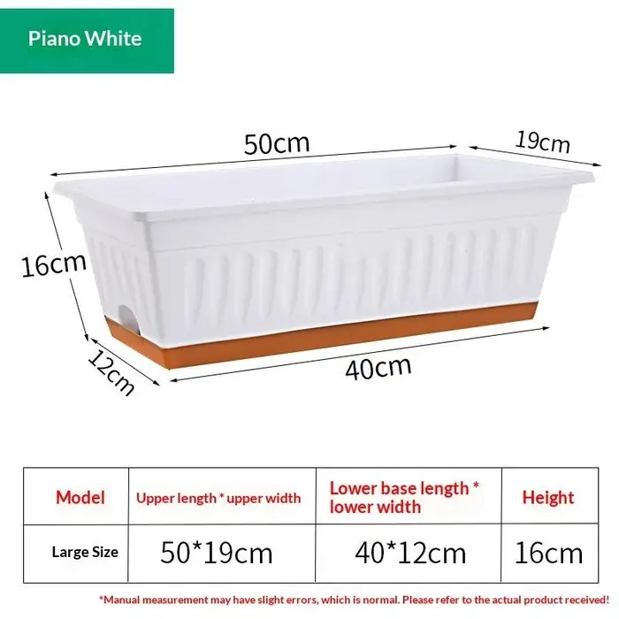 1 boîte à fleurs rectangulaire en plastique avec drainage, jardinière épaissie pour décoration intér