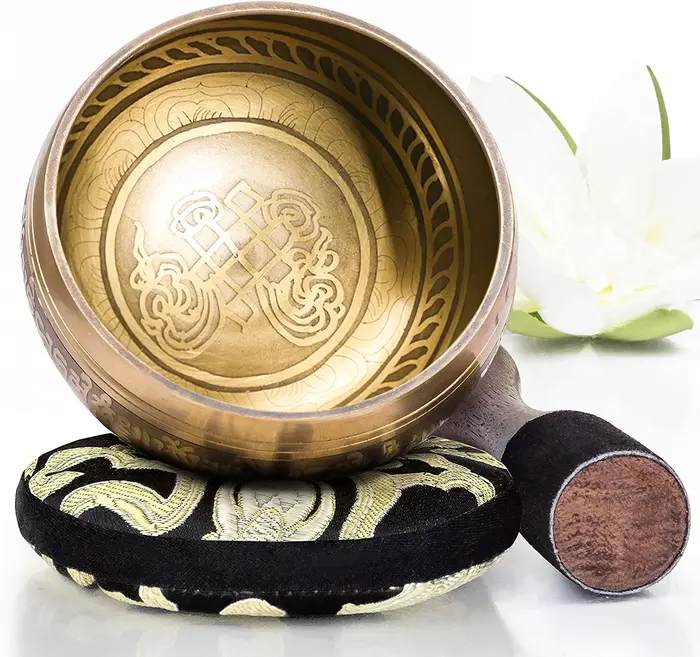 Miwayer Ensemble de bols chantants tibétains Fleur de vie Cadeau unique utile pour la méditation Yoga Soulagement du stress Prière et la pleine conscience