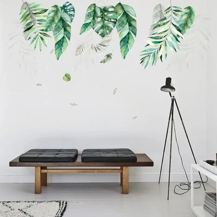 Sticker mural grande feuille de végétation tropicale