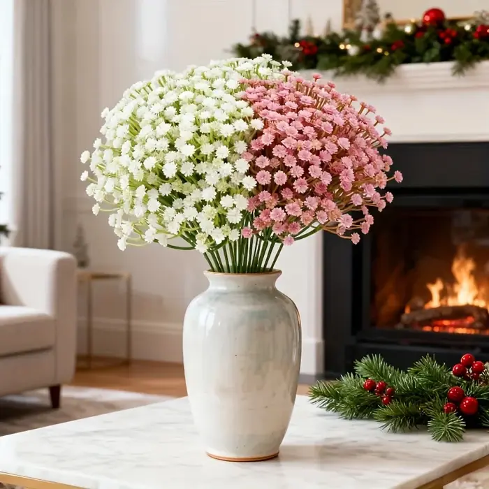 Lot de 1380 fleurs - Bouquet de fleurs artificielles Gynocardia au toucher réaliste avec variété hyb