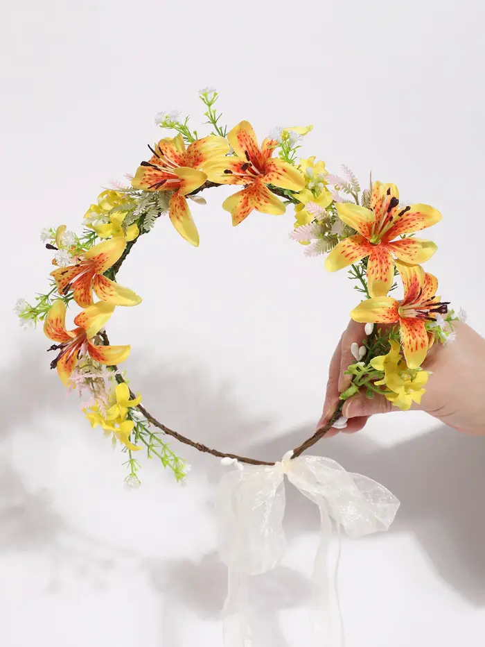 Guirlande de fleurs de lys artificielles