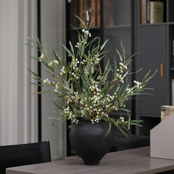 H1998 Branche de fleur artificielle verte de 75 cm pour arrangement floral de mariage