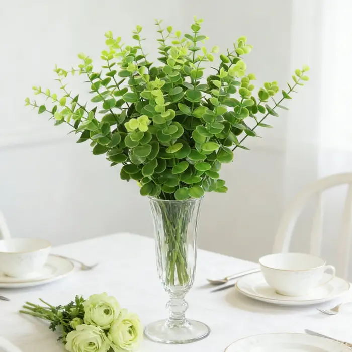10/20 pièces de feuilles d'eucalyptus artificielles multicolores