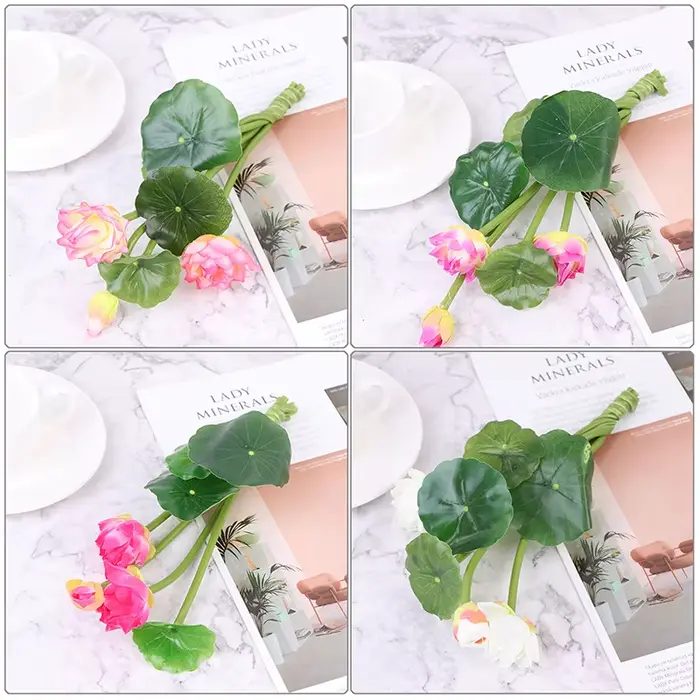 Fausses fleurs artificielles, nénuphar, micro paysage, plantes décoratives pour la maison