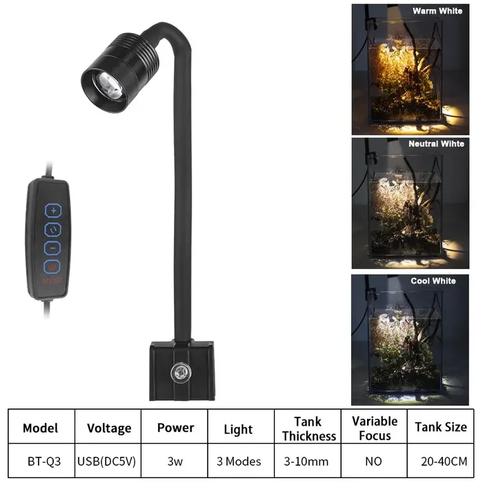 Super mince LED Aquarium lumière éclairage plantes grandir lumière USB-5V 3W plante aquatique éclair