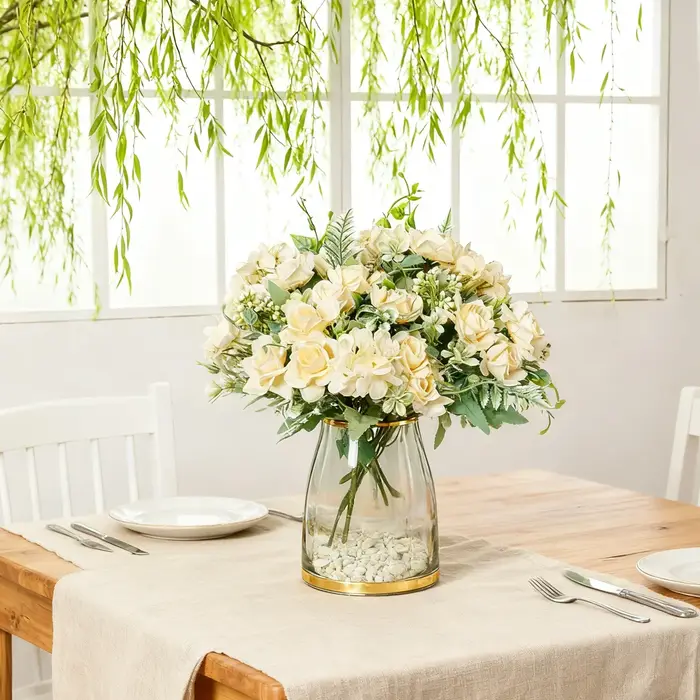 Fleur artificielle soie gardénia hortensia saint valentin mariage Bouquet de mariée maison Table Vase Festival guirlande bricolage cadeaux boîte Decora