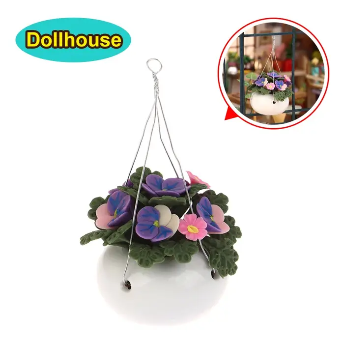 Plantes miniatures en pot pour maison de poupée 1:12, pot de fleurs Phalaenopsis, réservoir suspendu, modèle bonsaï, décoration de jardin pour la maison, accessoires de jouets