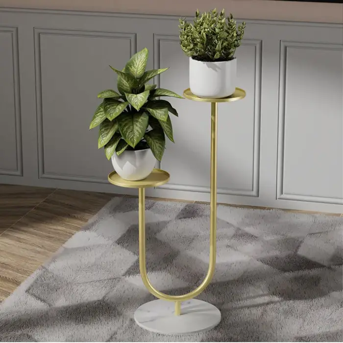 Support pour plantes – Support vertical en métal avec deux supports