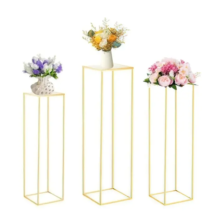 1 support à fleurs en métal de différentes hauteurs pour décoration de mariage, ensemble de vases gé