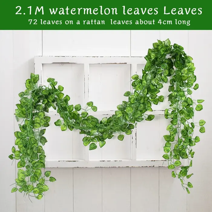 Guirlande de feuilles de lierre vert artificielles de 2.1M