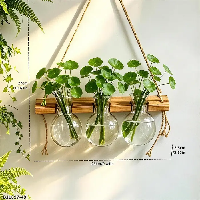 Vase mural en bois et ABS de style bohème pour plantes aquatiques, idéal pour la décoration murale i