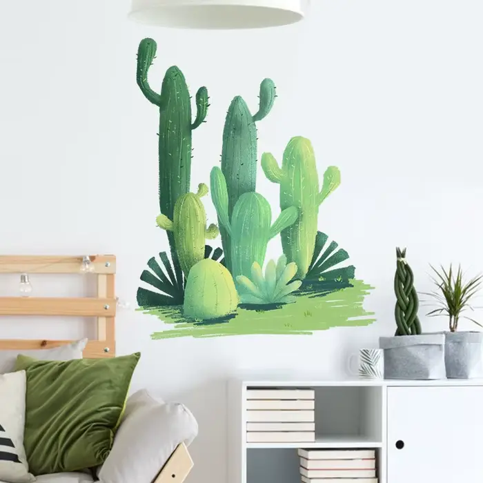 Autocollant mural Cactus aquarelle pour salon