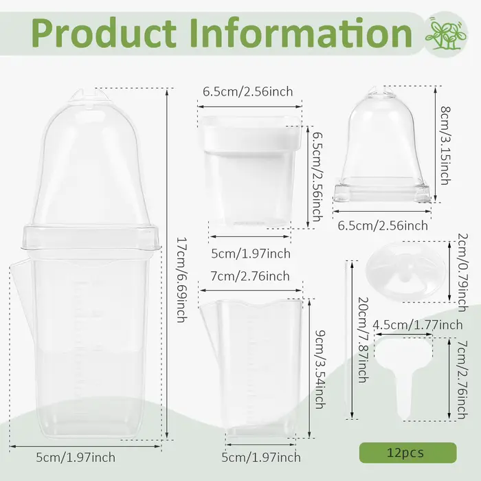12 Pots de Fleurs Auto-Arrosants en Plastique Transparent pour Plantes Hydroponiques