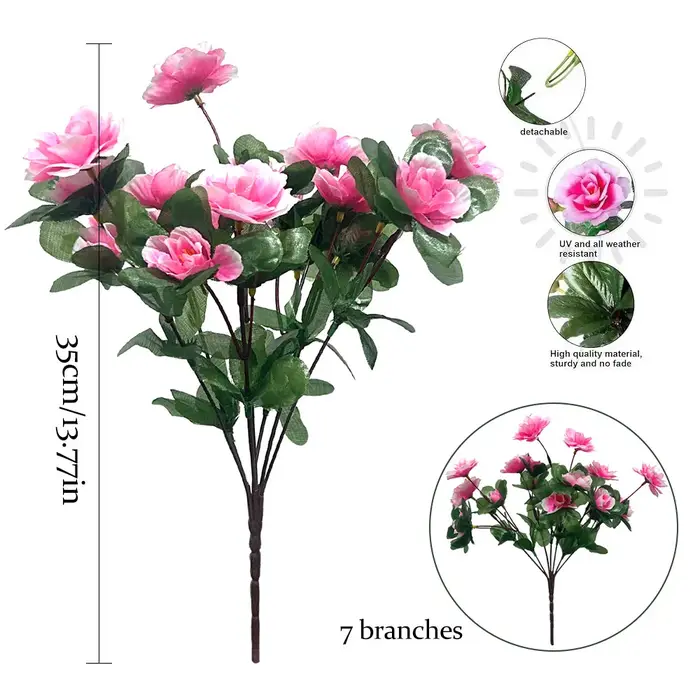 2 pièces/1 ensemble extérieur automne artificiel rouge azalée haute qualité fleurs buissons résistant aux UV décor
