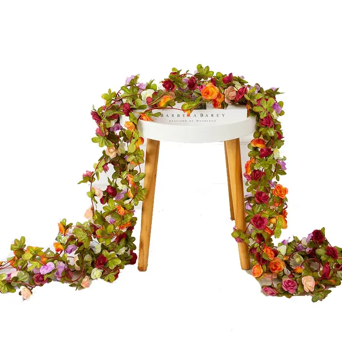 250CM Rose Fleurs Artificielles Guirlande pour Saison De Mariage Maison Chambre Décoration Printemps Automne Jardin Arche BRICOLAGE cadeau Faux Plante Vigne