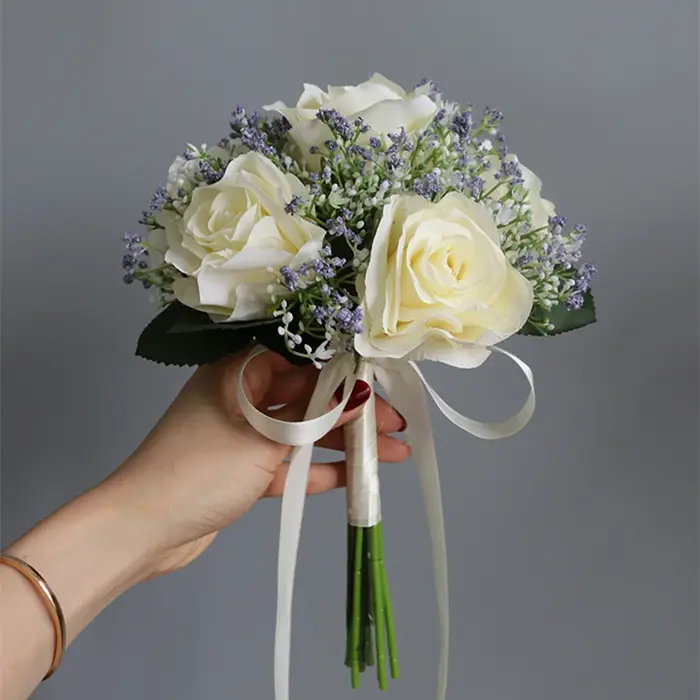 YO CHO Bouquet de fleurs artificielles mariée fleur de mariage soie Rose souffle de bébé