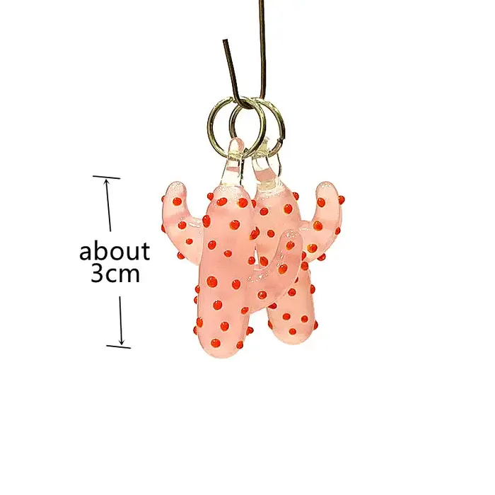2 pièces de charme en verre de cactus mignon créatif Petits ornements à pendentifs à plantes miniatures faits à la main pour accessoires de fabrication de collier de bijoux de mode pour femmes DIy