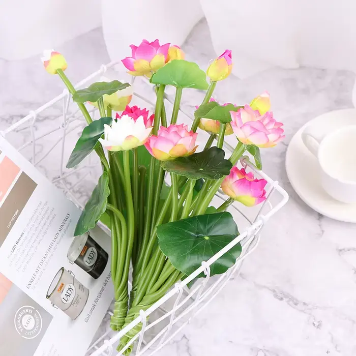 Fausses fleurs artificielles, nénuphar, micro paysage, plantes décoratives pour la maison