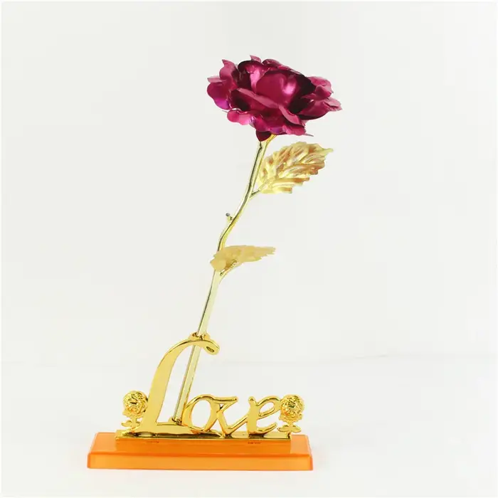 Galaxie Rose éternelle 24K or fleur feuille plastique Roses artificielles saint valentin cadeau beau