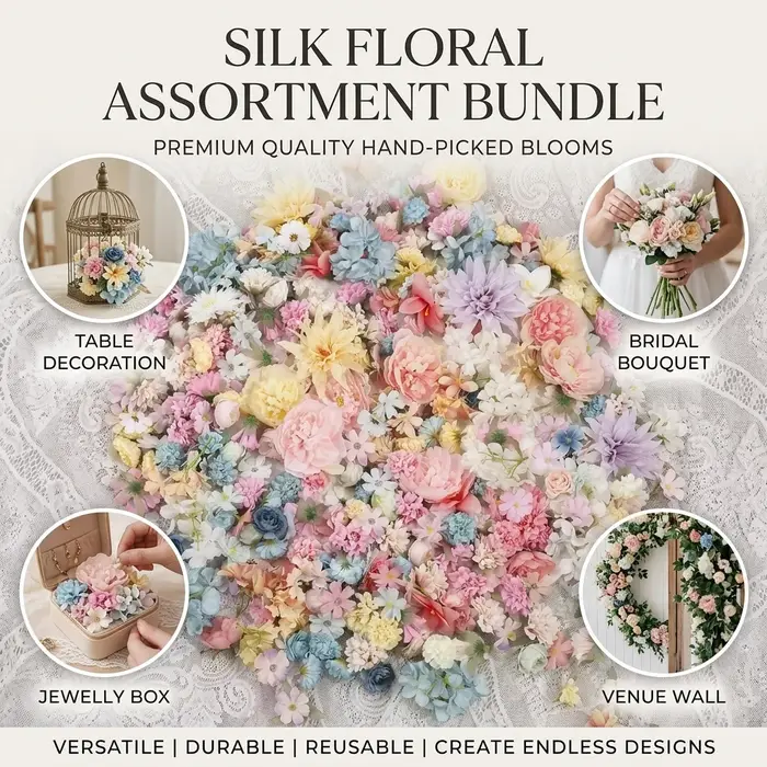 Kit de matériaux pour fleurs artificielles 3-10 cm pour la décoration artisanale DIY