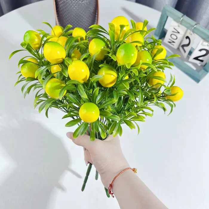 4 plantes artificielles de citron jaune pour la décoration intérieure et extérieure