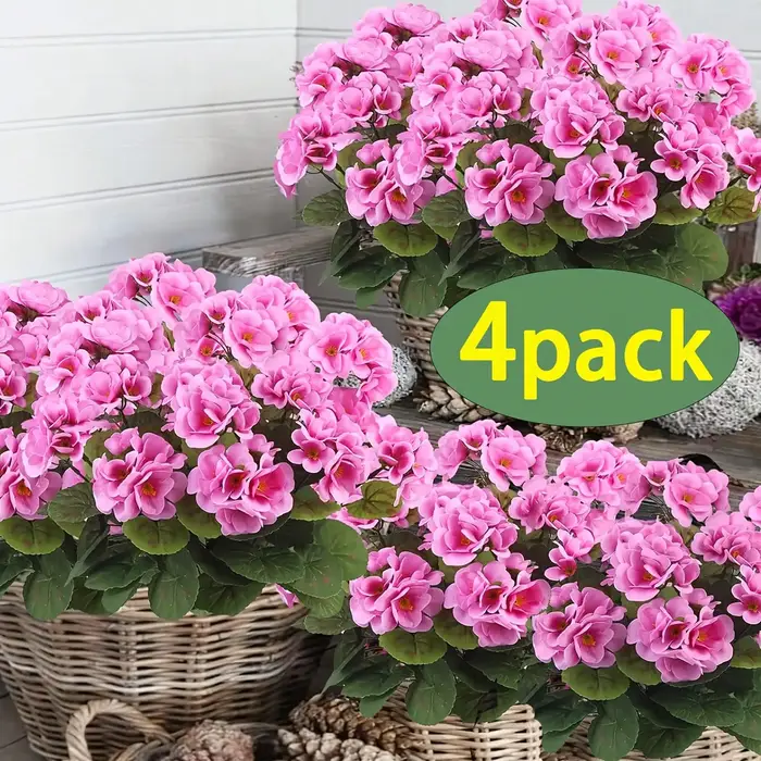 1/2/4 pièces fleurs artificielles réalistes avec feuillage vert intérieur extérieur jardin porche Patio fenêtre boîte décor planteur suspendu