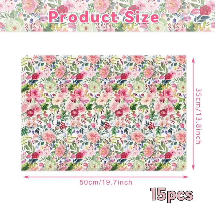 Papier d'emballage pour fleurs en aquarelle, 15/35 pièces, adapté aux cadeaux floraux, aux emballage