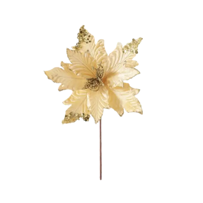 25 cm noël Poinsettia paillettes fleur grand flocage artificiel fleur de noël paillettes réaliste si