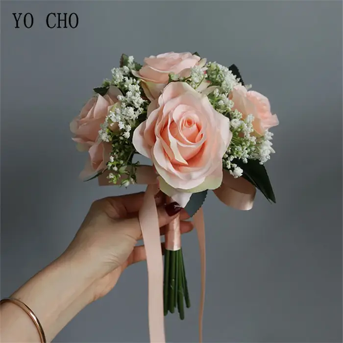 Roses artificielles Babysbreath fleurs Bouquet soie gypsophile fausses
