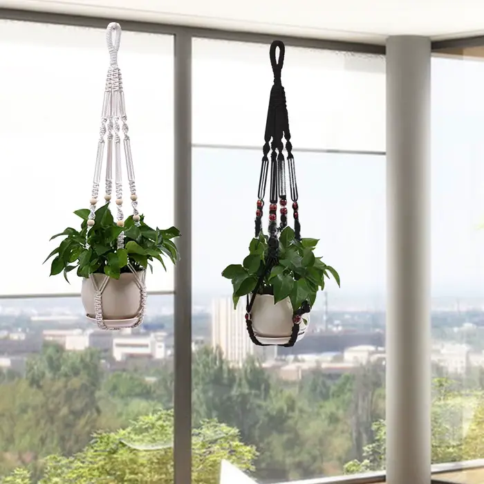 Filet de suspension pour plantes en macramé