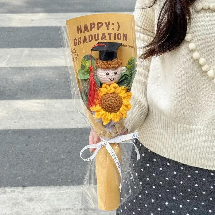 Fleurs au crochet, Bouquet de fleurs de remise de diplôme, Fleurs éternelles, Cadeau pour invités de