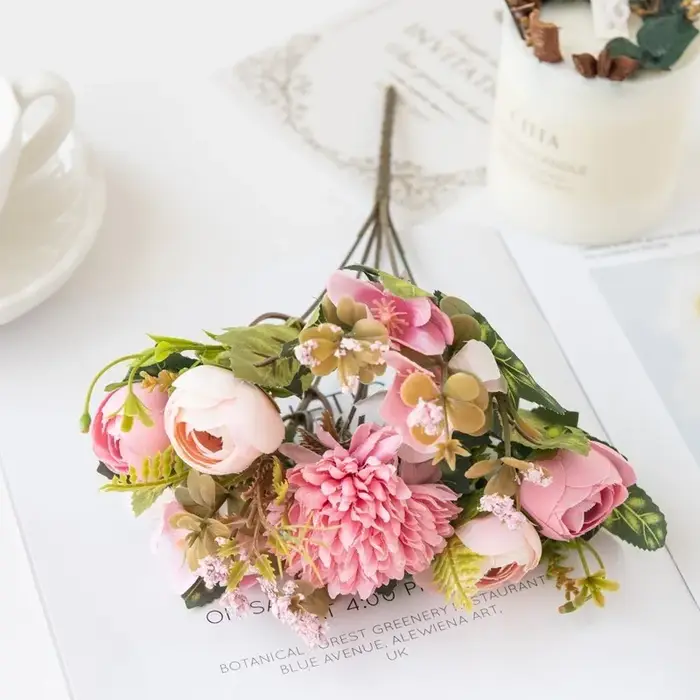 Fleurs artificielles économiques : Boutons de roses thé, Hortensias en soie pour DIY, boîtes à bonbons, vases, décoration intérieure, guirlandes de la Saint-Valentin, bouquets de mariage