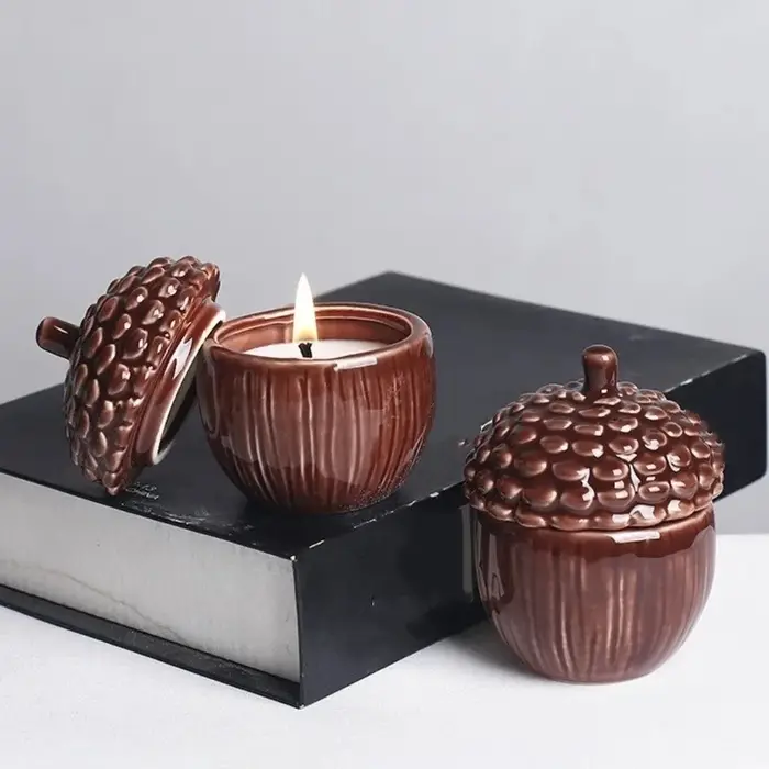 Pot de rangement décoratif multifonctionnel en céramique avec couvercle