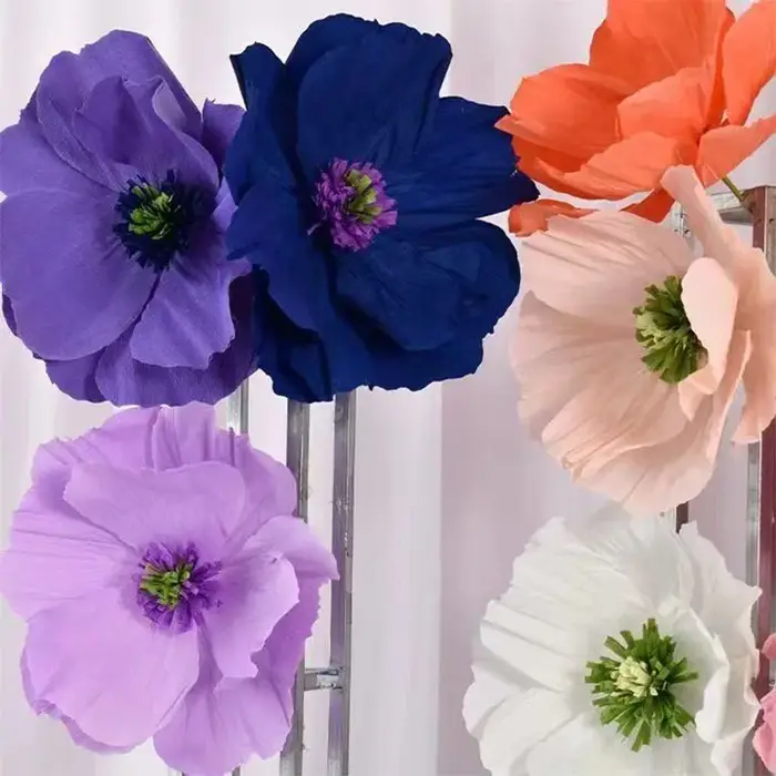 Fleurs en papier crépon faites à la main, accessoires de mariage, décoration de vitrine et d'allée de centre commercial, accessoires de simulation pour la photographie