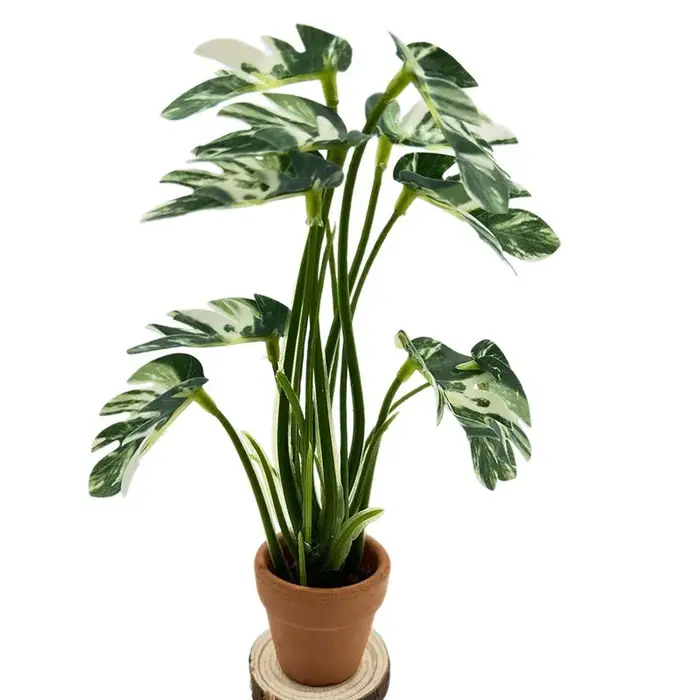 Mini plante artificielle Monstera 1:6 en pot, plante verte miniature de poche pour maison de poupée, décoration de table, modèle de micro-scène, ornement