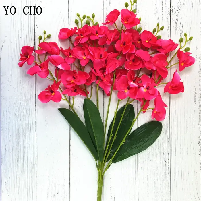 YO CHO fleurs en soie décoration de mariage à la maison mode 7 fourchettes orchidée papillon