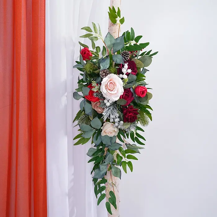 Série de noël Rose verdure accrocher fleur rangée mariage toile de fond cadre décoration Arrangement Floral événement fête fournitures H866215